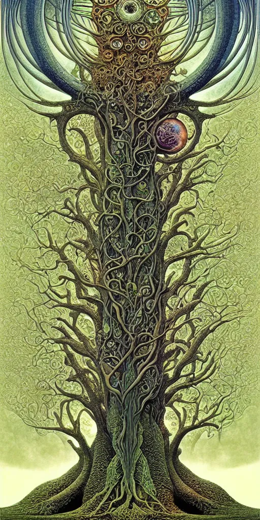 Image similar to tree of life by roger dean and andrew ferez, art forms of nature by ernst haeckel, divine chaos engine, symbolist, visionary, art nouveau, botanical fractal structures, organic, detailed, realistic, surreality