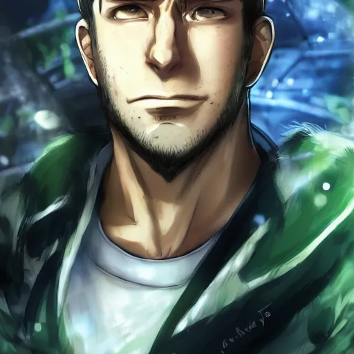 Image similar to portrait of chris redfield as a biologist, anime fantasy illustration by tomoyuki yamasaki, kyoto studio, madhouse, ufotable, trending on artstation