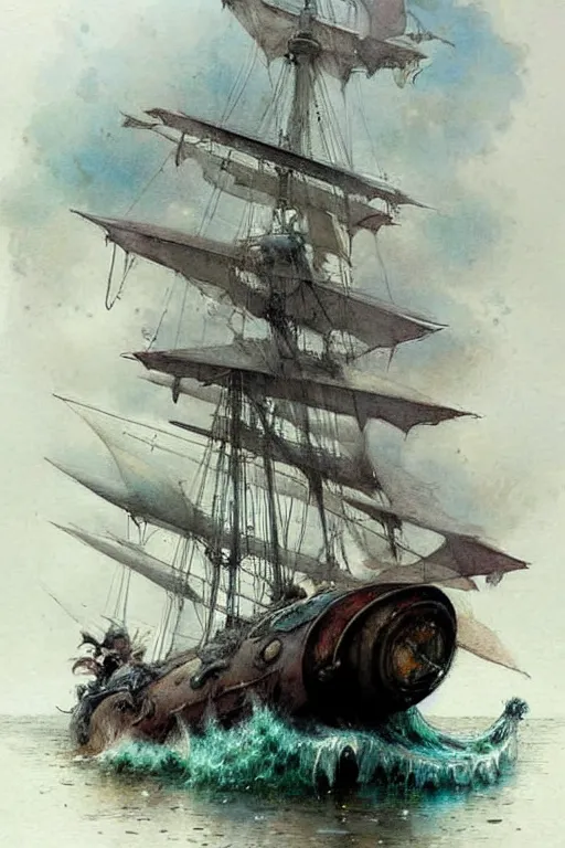 Prompt: (((((1950s fantasy boat . muted colors.))))) by Jean-Baptiste Monge !!!!!!!!!!!!!!!!!!!!!!!!!!!