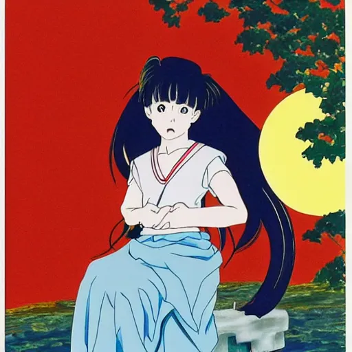 Prompt: a portrait of a girl made by rumiko takahashi ( 1 9 9 0 )