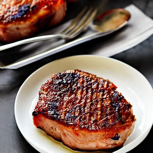 Prompt: a beautiful dish of a pork chop