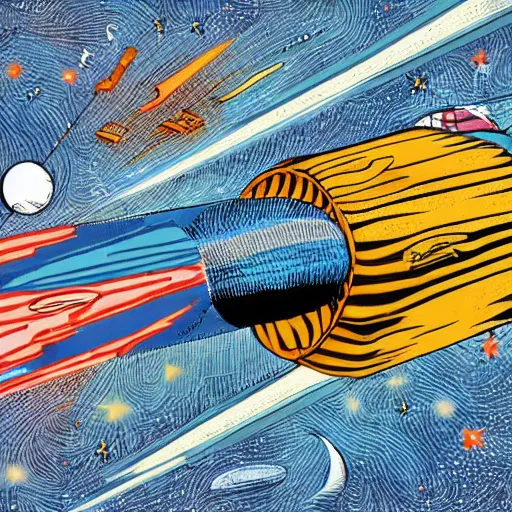 Image similar to Artistic illustration of a 1970s nasapunk spacecraft