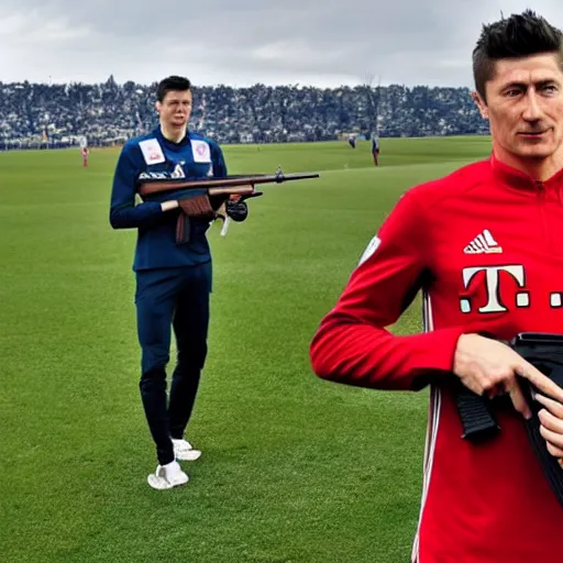 Image similar to robert lewandowski with ak - 4 7