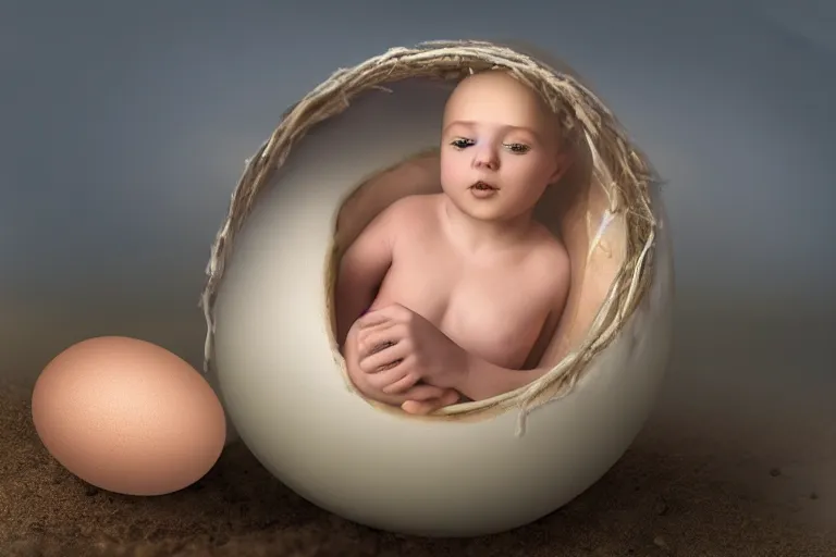 Image similar to a baby mermaid laying inside of an egg, photography, concept art, digital art, trending on artstation, 4 k, extremely detailed, realistic, photorealistic, anne geddes