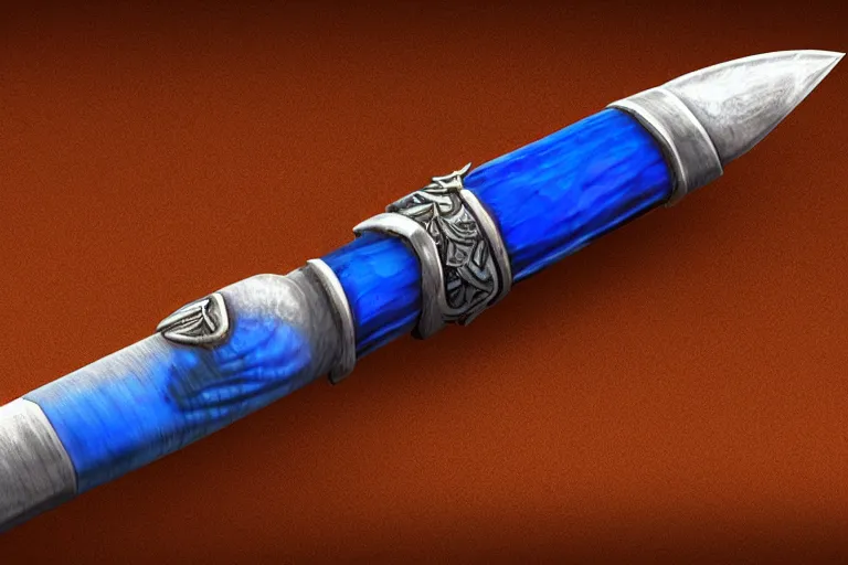 Image similar to arabian saber, object, close - up, blue edge, curved blade, obsidian metal, artstation, intricate