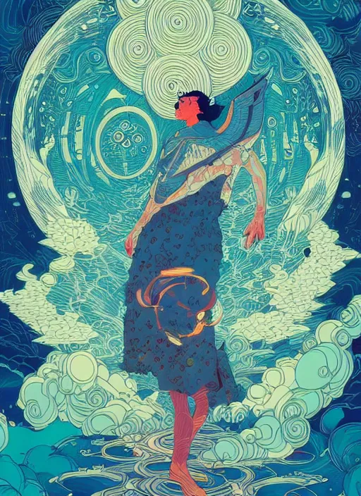 Prompt: beautiful illustration of apollo, in the style of james jean and victo ngai, mystical colors, trending on artstation