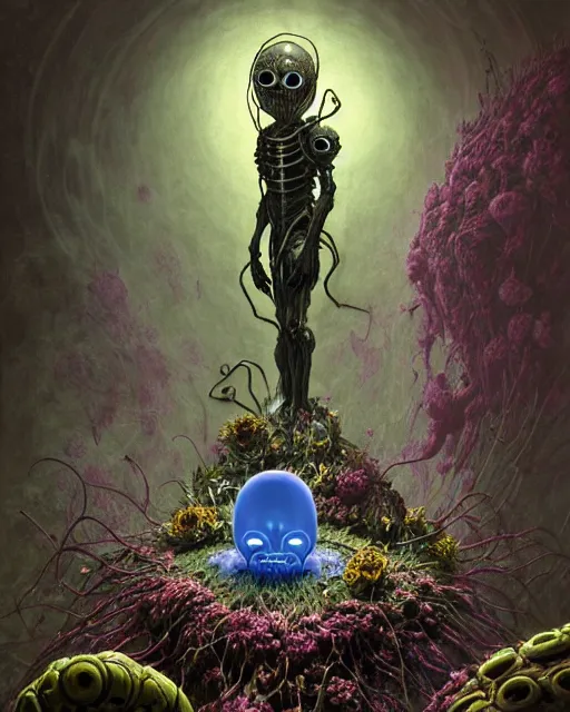 Image similar to the platonic ideal of flowers, rotting, insects and praying of cletus kasady carnage thanos davinci dementor wild hunt chtulu mandelbulb felix the cat doctor manhattan bioshock, caustic, ego death, decay, dmt, psilocybin, concept art by randy vargas and greg rutkowski and zdzisław beksinski