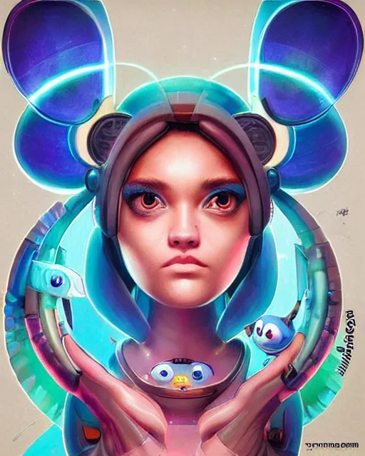 Image similar to lofi BioPunk Pokemon Pikachu portrait Pixar style by Tristan Eaton_Stanley Artgerm and Tom Bagshaw,