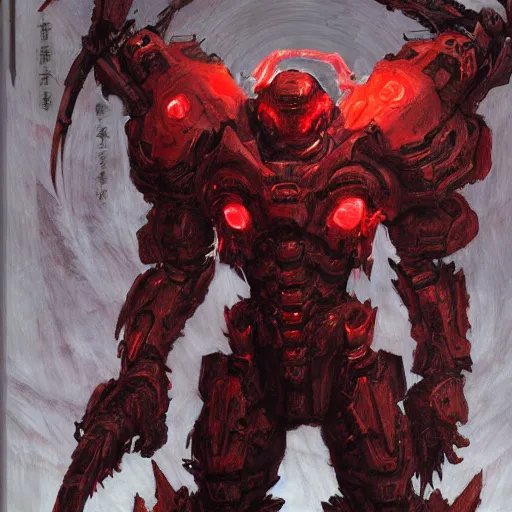 Image similar to doom slayer, painted by tsutomu nihei, painted by stanley lau