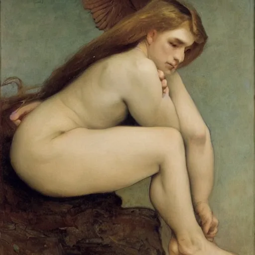 Image similar to a portrait of antal rogán in the style of The Fallen Angel (1847) painting by Alexandre Cabanel