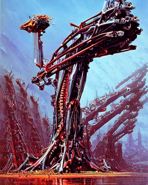 Prompt: evangelion by bruce pennington, biomechanical, 4 k, hyper detailed