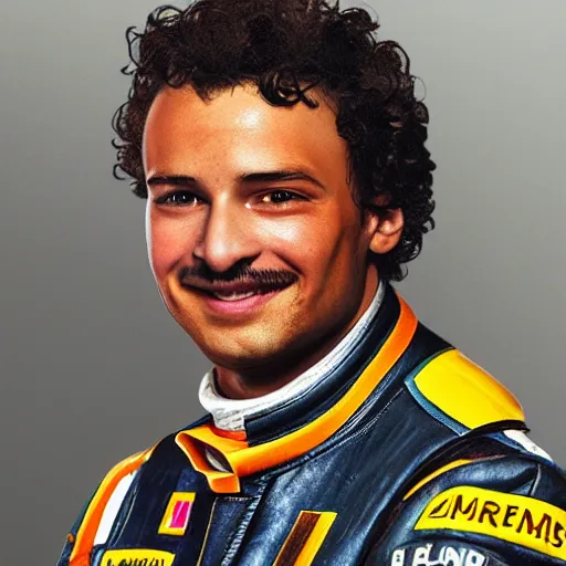 Image similar to a realistic detailed photo of a lando norris with a crown