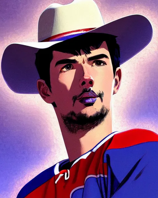 Prompt: habs carey price goaltender with cowboy hat | | fine detail!! anime!! realistic shaded lighting!! poster by ilya kuvshinov katsuhiro otomo ghost - in - the - shell, magali villeneuve, artgerm, jeremy lipkin and michael garmash and rob rey