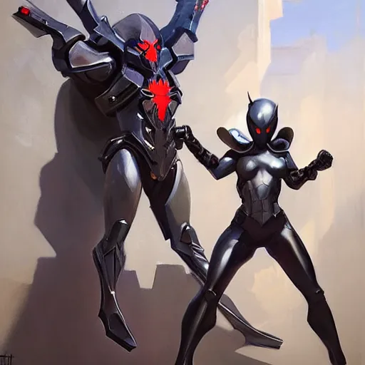 Image similar to greg manchess portrait painting of an armored dark female iron spiderman as overwatch character, medium shot, asymmetrical, profile picture, organic painting, sunny day, matte painting, bold shapes, hard edges, street art, trending on artstation, by huang guangjian, gil elvgren, ruan jia, greg rutkowski, gaston bussiere