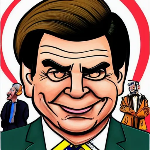 Prompt: jair bolsonaro caricature realism, in the style of al hirschfeld!