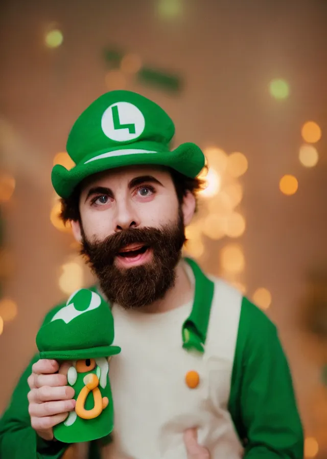 charlie day with a mustache dressed as luigi, cosplay