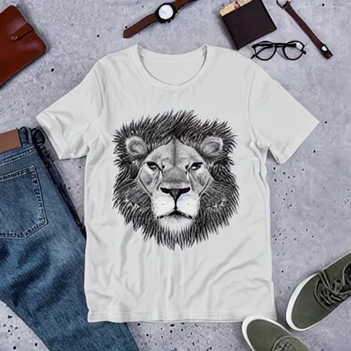 Image similar to lion line art, graphic tees