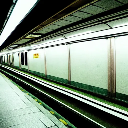 Image similar to a subway ride in tokyo at night, hyper realistic, very detailed, cinematic