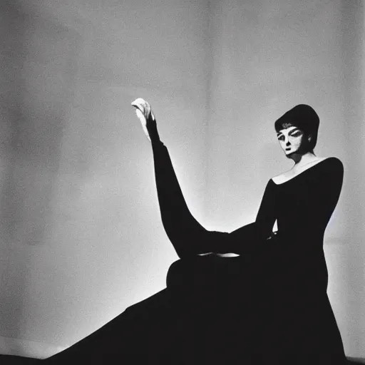 Prompt: portrait photo of Maria Callas, surreal pose, by Ron Haviv, 8k