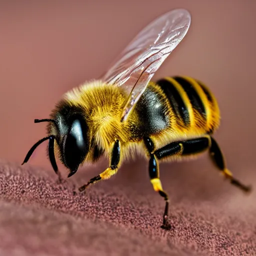 Prompt: 3 d bee, macro, depth of field, f 1. 2 highly detailed