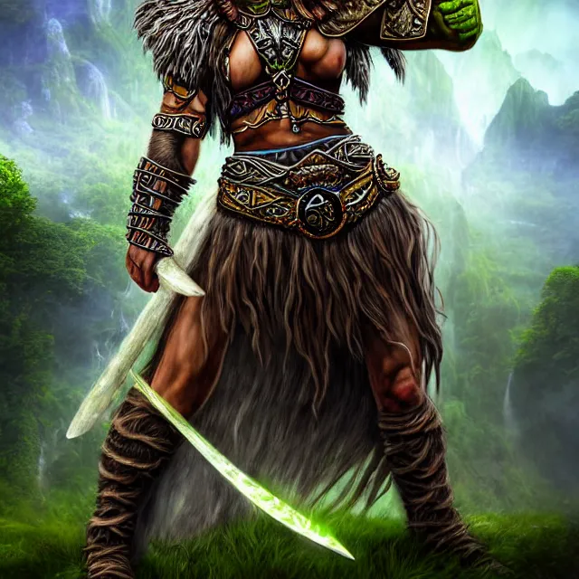 Image similar to druid warrior with earth powers, highly detailed, 4 k, hdr, smooth, sharp focus, high resolution, award - winning photo, anne stokes, photorealistic