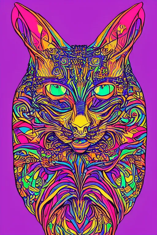 Prompt: demon cat, art by brian miller, sticker, colorful, illustration, highly detailed, simple, smooth and clean vector curves, no jagged lines, vector art, smooth