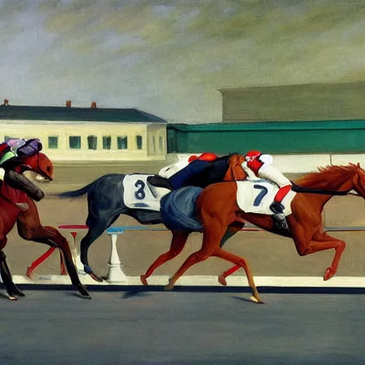 Image similar to racing photo finish by edward hopper