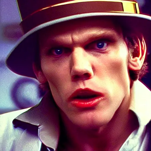 Image similar to Live Action Still of Jerma in A Clockwork Orange, real life, hyperrealistic, ultra realistic, realistic, highly detailed, epic, HD quality, 8k resolution, body and headshot, film still