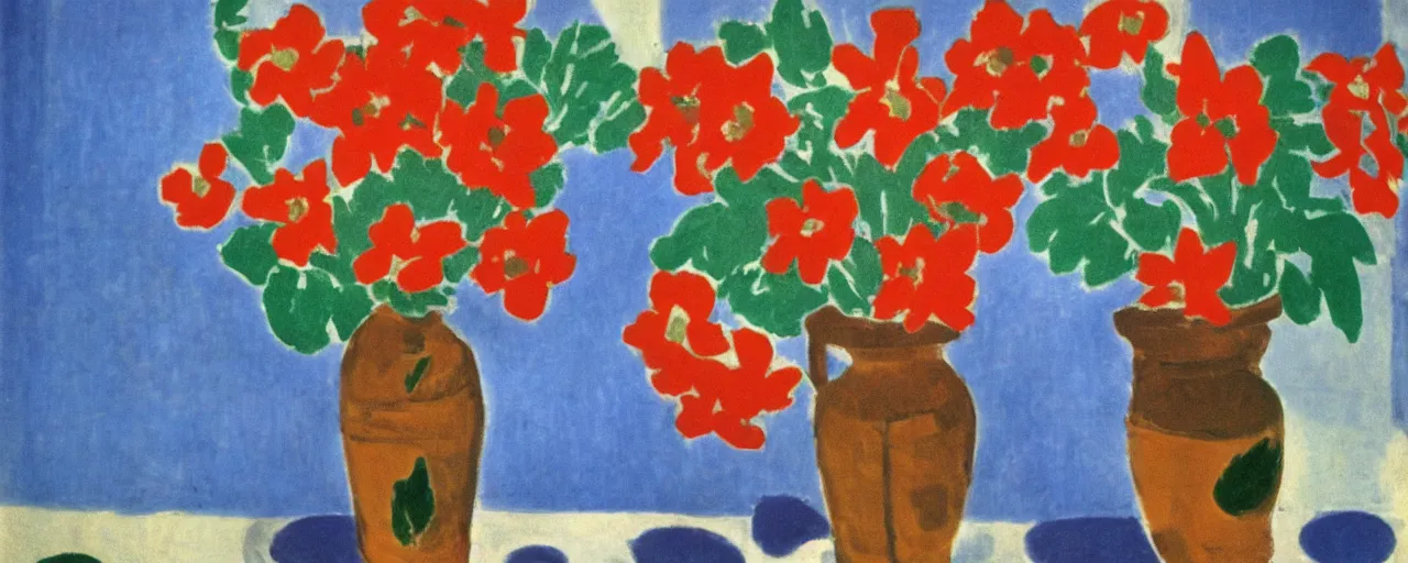 Image similar to flowers in the style oh Henri Matisse, poster.