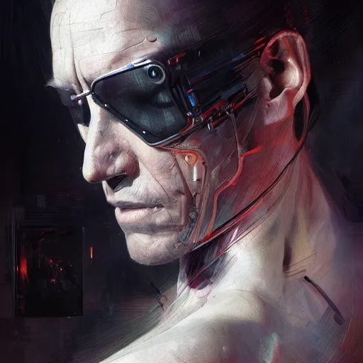 Image similar to Terminator, Profile, portrait, intricate, detailed, volumetric lighting, scenery, digital painting, highly detailed, artstation, sharp focus, illustration, concept art, ruan jia, steve mccurry