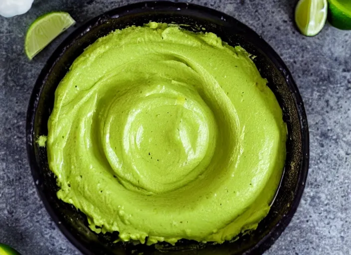 Image similar to nickacado avacado in a tub of melted nacho cheese