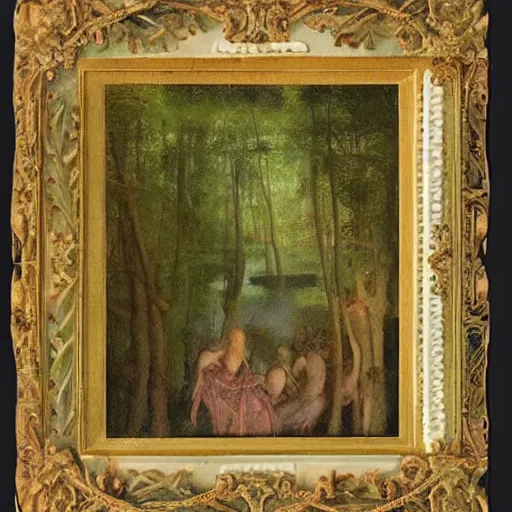 Image similar to a beautiful forest made of ivory and gold, daguerreotype by pontormo, by gustave moreau, by Bosch, art noveau, highly detailed, strong lights, liminal, eerie, Bright pastel colors