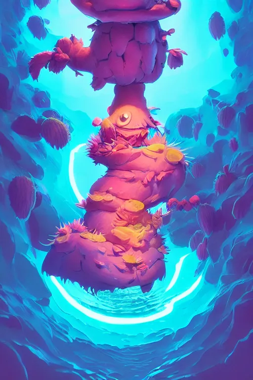 Image similar to smurf ghost creature animal sushi cristal very big eye roots cactus elemental flush of force nature micro world fluo fishscale, behance hd by jesper ejsing, by rhads, makoto shinkai and lois van baarle, ilya kuvshinov, rossdraws radiating a glowing aura global illumination ray tracing hdr