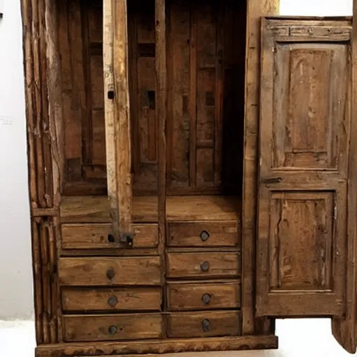 Image similar to old wooden Wardrobe with drawers in mexican style