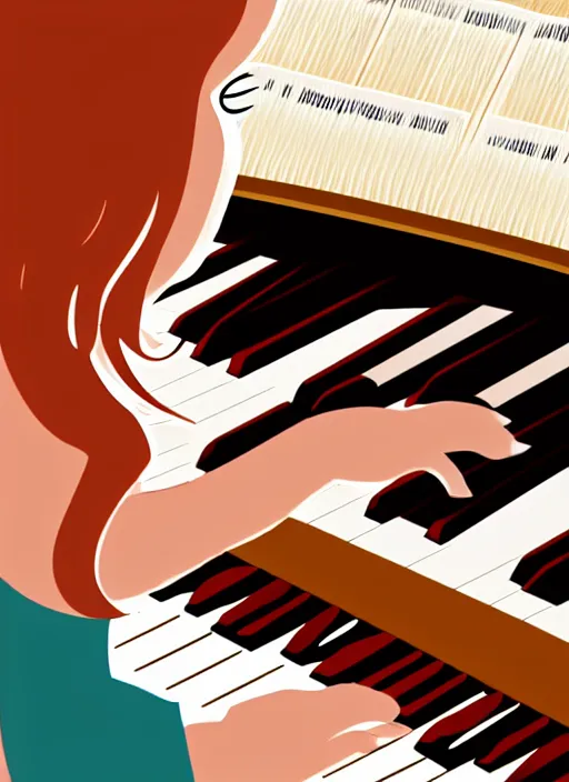 Image similar to illustration of girl playing piano, 4 k, high quality, sharp fucos