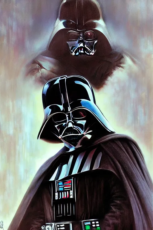 Image similar to Darth Vader portrait by Stanley Artgerm Lau, greg rutkowski, thomas kindkade, alphonse mucha, loish, norman Rockwell