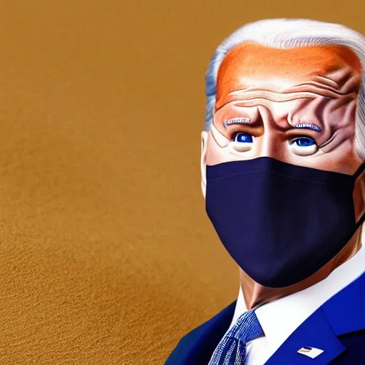 Image similar to photorealistic face Joe Biden as a mask over a dune sandworm with body; photograph, cgi 4k