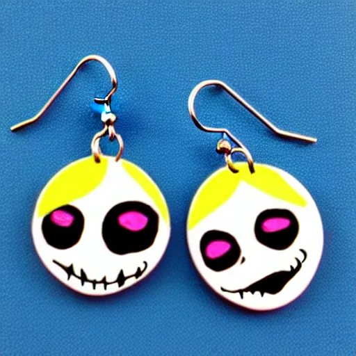 Image similar to 2 d earrings in the style of tim burton