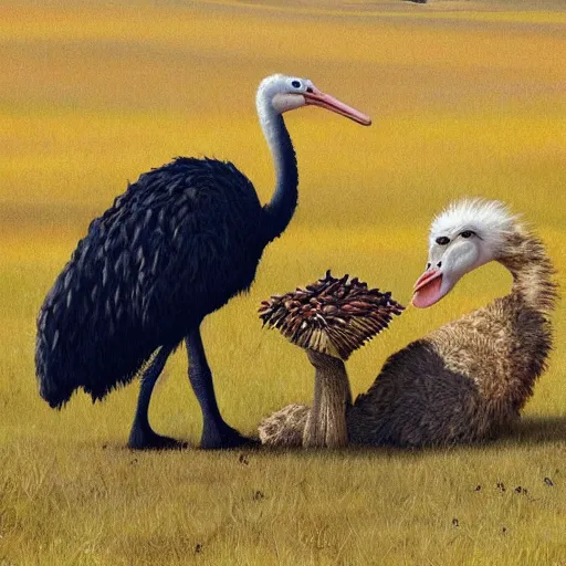 Prompt: Ostrich eating corn,artstation