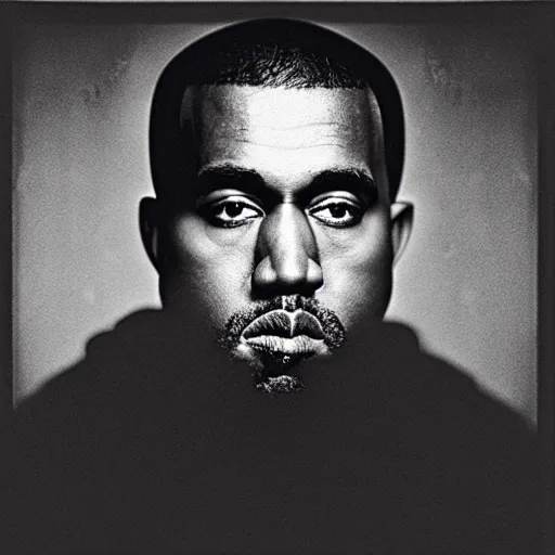 Prompt: a ( ( chiaroscuro lighting portrait ) ) of kanye west ( ( ( ( ( dressed as teddy bear mascot ) ) ) ) ), black background, portrait by julia margaret cameron, shallow depth of field, 8 0 mm, f 1. 8