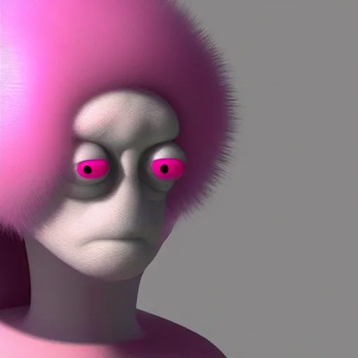 Image similar to fuzzy pink alien, photorealistic 3 d render