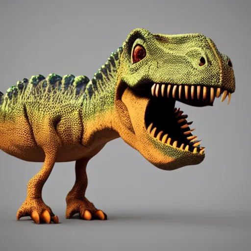 Image similar to cartoon dinosaur, happy, illustration, highly detailed, 3 d render