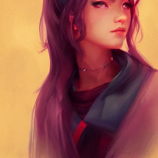 Image similar to portrait of teen girl, art by Ross tran