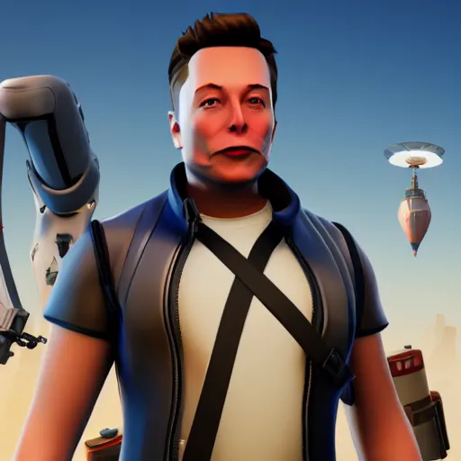 Elon Musk Fortnite Skin, Unreal Engine, 4k, | Stable Diffusion