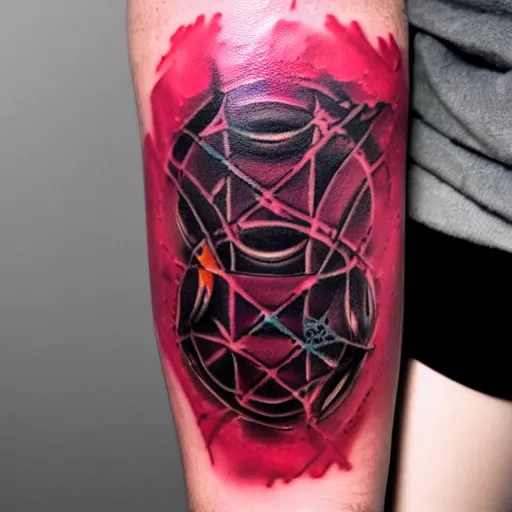 Prompt: dark matter red tattoo future pattern full HD 8K resolution