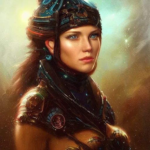 Image similar to portrait of a nervian woman ( 3 5 ) from the the netherlands, an oil painting by ross tran and thomas kincade