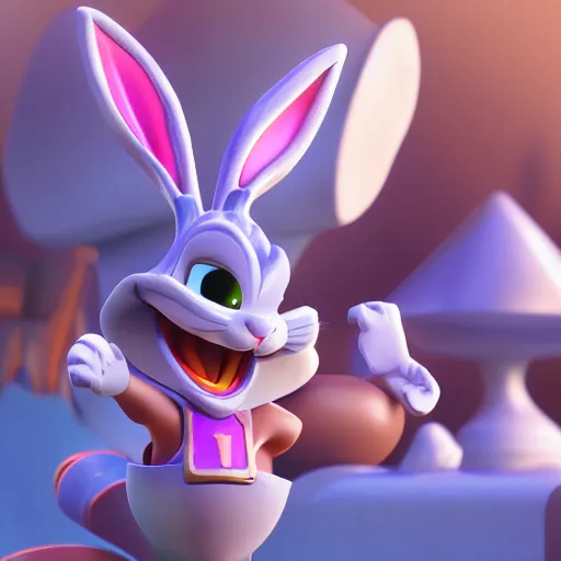 Image similar to ! dream bugs bunny in clash royale, clash royale, concept art, octane render, unreal engine 5, highly detailed, high quality, 8 k, soft lighting, realistic face, path traced