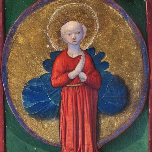 Image similar to 1 5 th century painting of a mushroom divinity