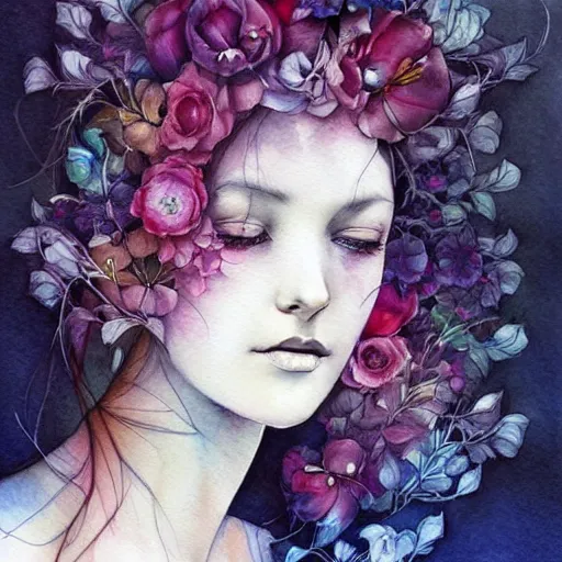 Image similar to watercolor flower by anna dittmann, by marco mazzoni