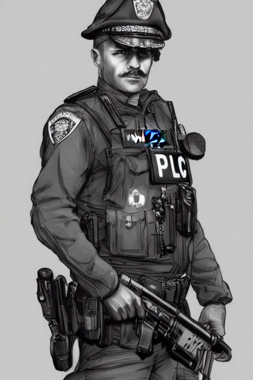 Image similar to police officer, greater manchester police, highly detailed, digital art, sharp focus, trending on art station